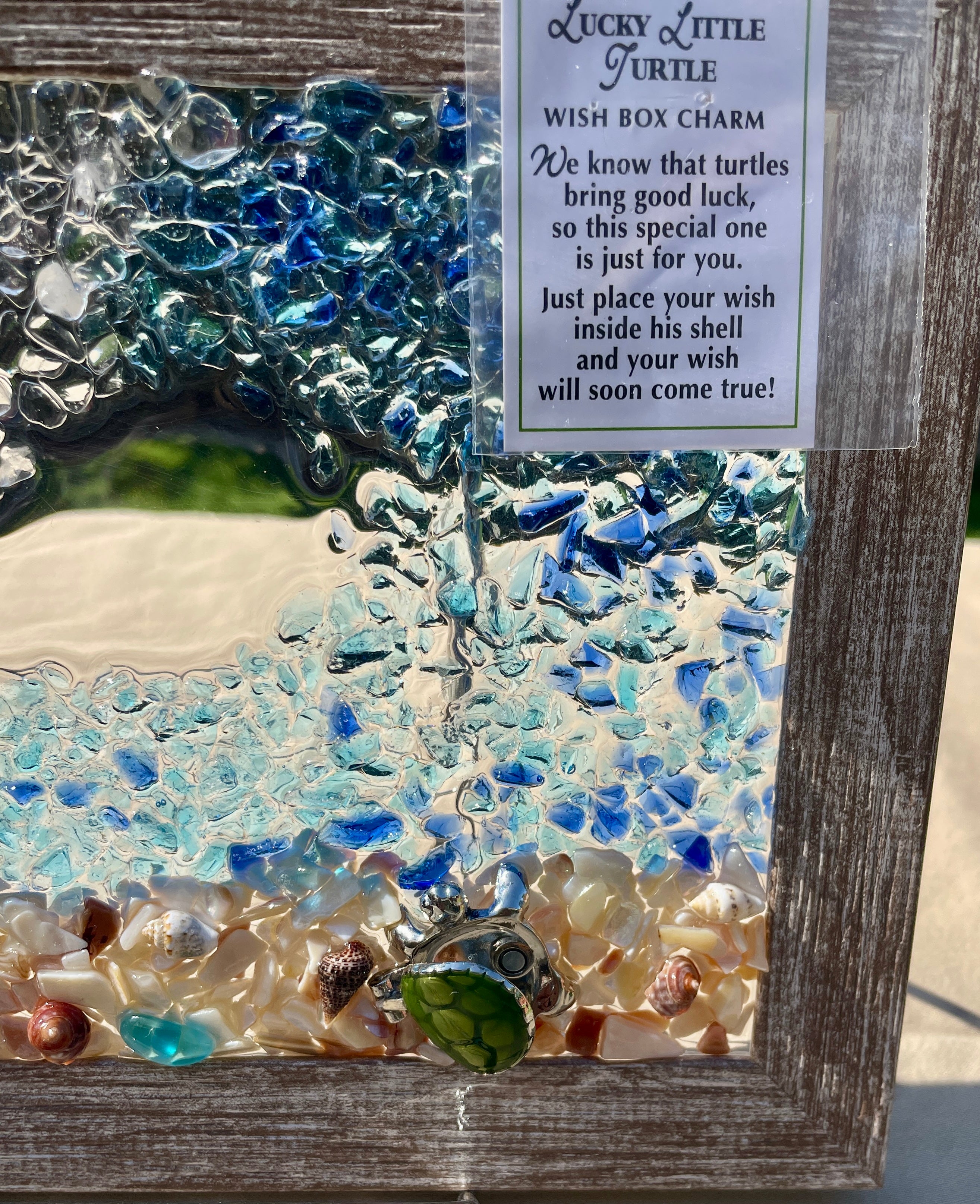 Lucky Turtle Charm - Inspirational Beach Note attached - 4" x 6" | Beach Vibe