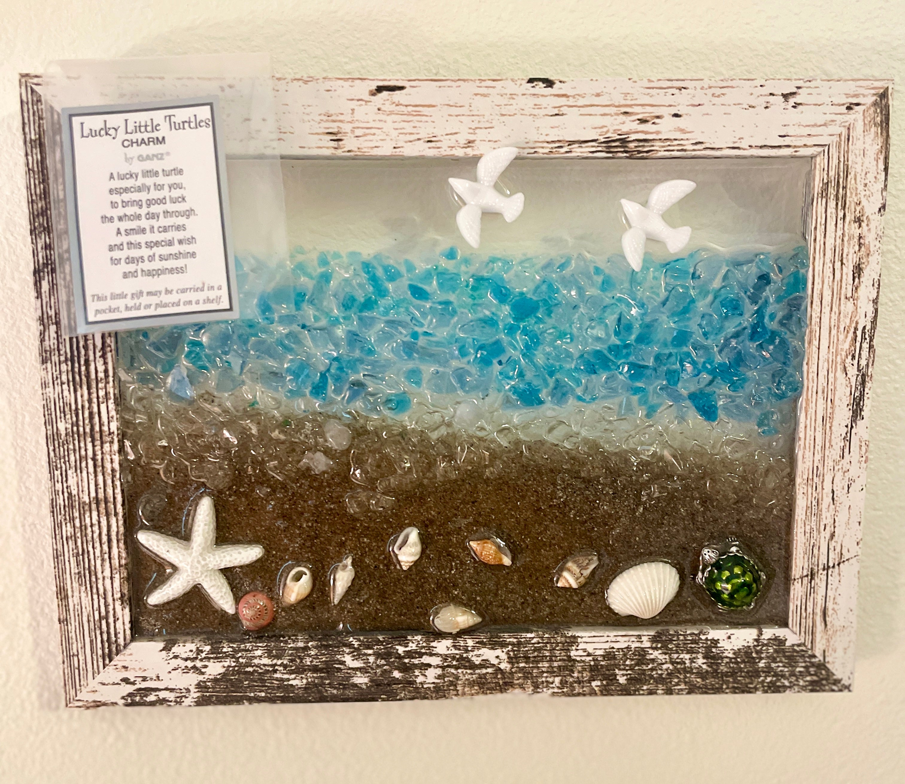 Lucky Turtle Charm with Starfish- Inspirational Beach Note attached (4" x 6") | Beach Vibe
