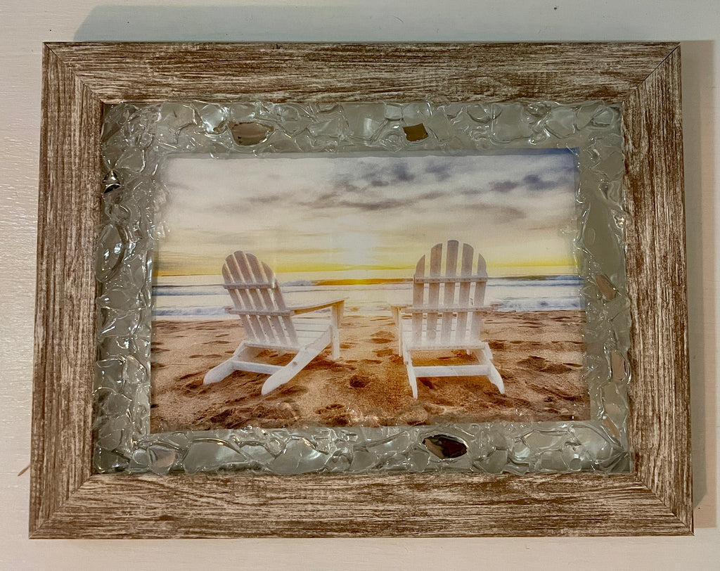 5" x 7" Picture of Two Chairs on the Beach - Crushed Glass