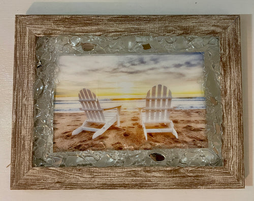 5" x 7" Picture of Two Chairs on the Beach - Crushed Glass