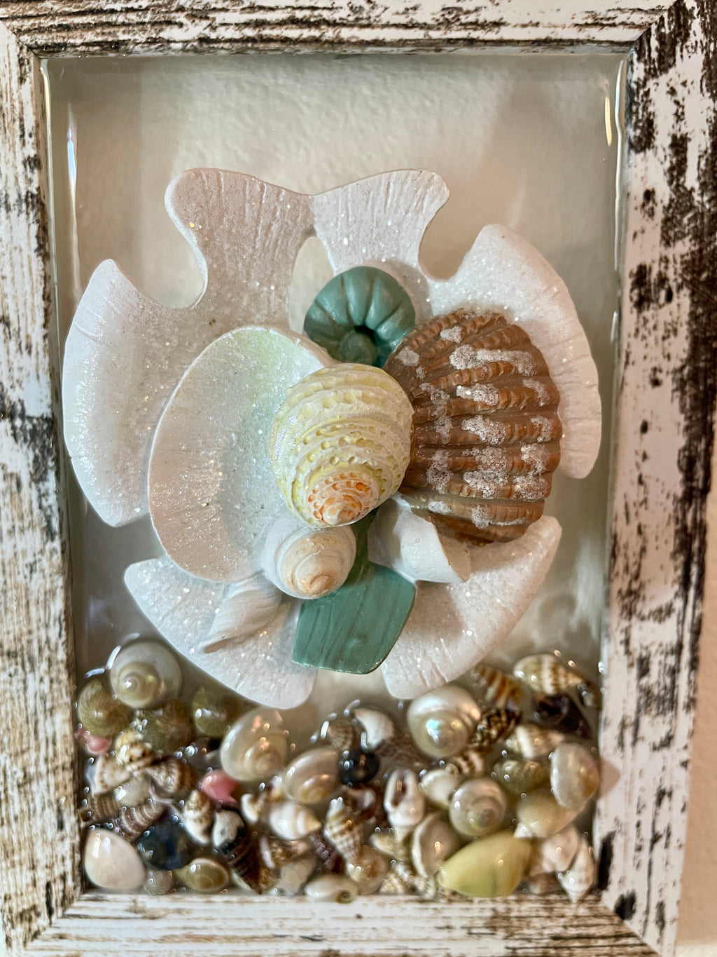 Large Shell Ornament with Smaller Shells - 4" x 6"