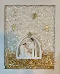 Manger Scene with Straw & Crushed Glass - 8" x 10" | Christmas