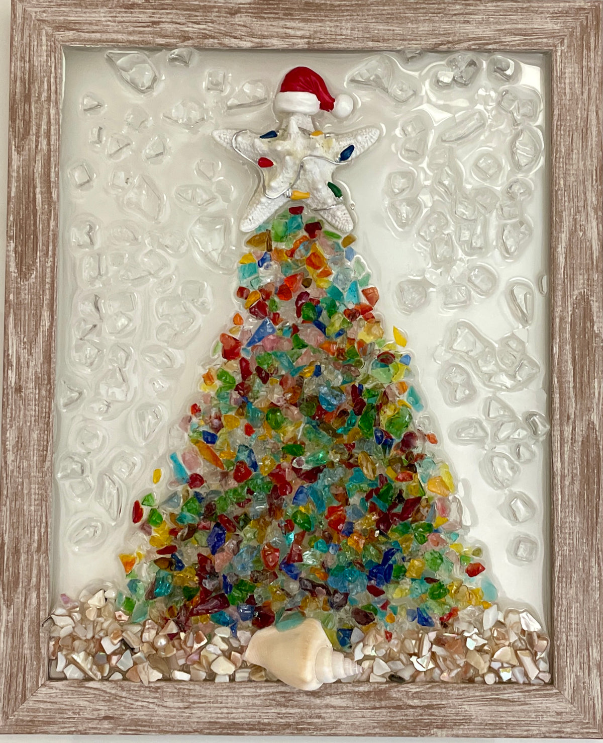 Holiday Tree made with Multi Colored Glass - 8" x 10" | Beach Vibe #1077