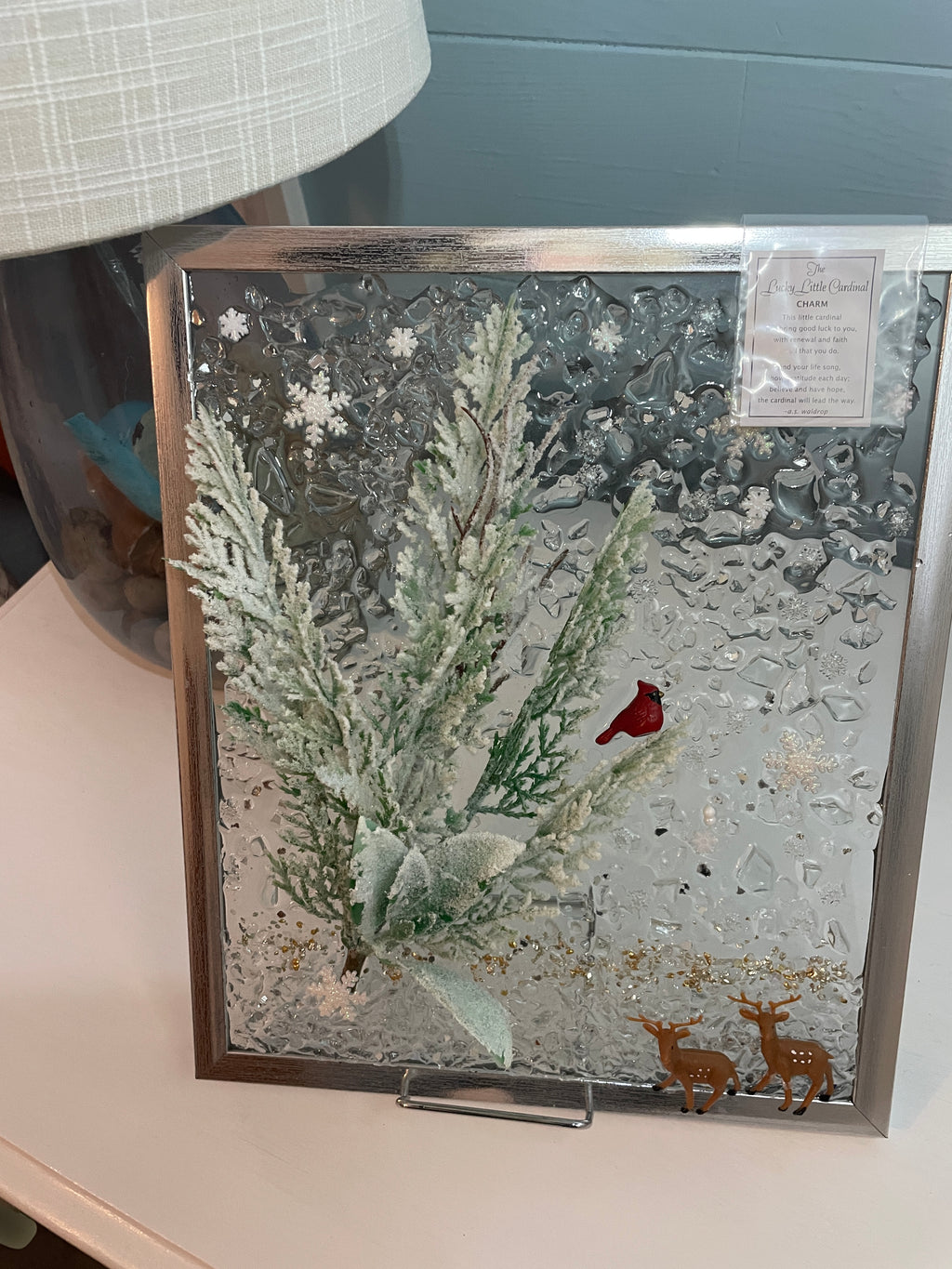 Cardinal Crushed Glass Picture - Inspirational Beach Decor