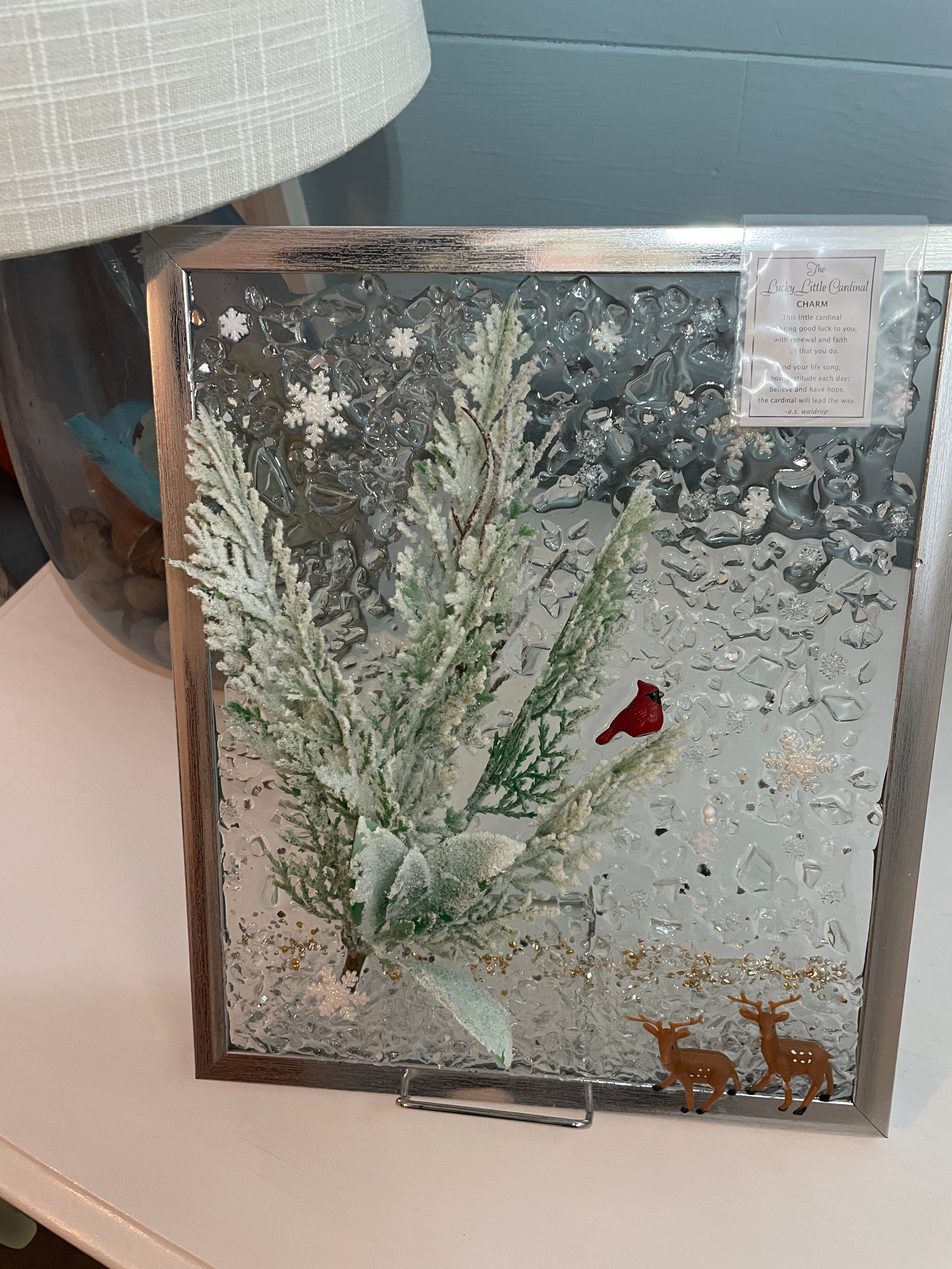 Cardinal Crushed Glass Picture - Inspirational Beach Decor