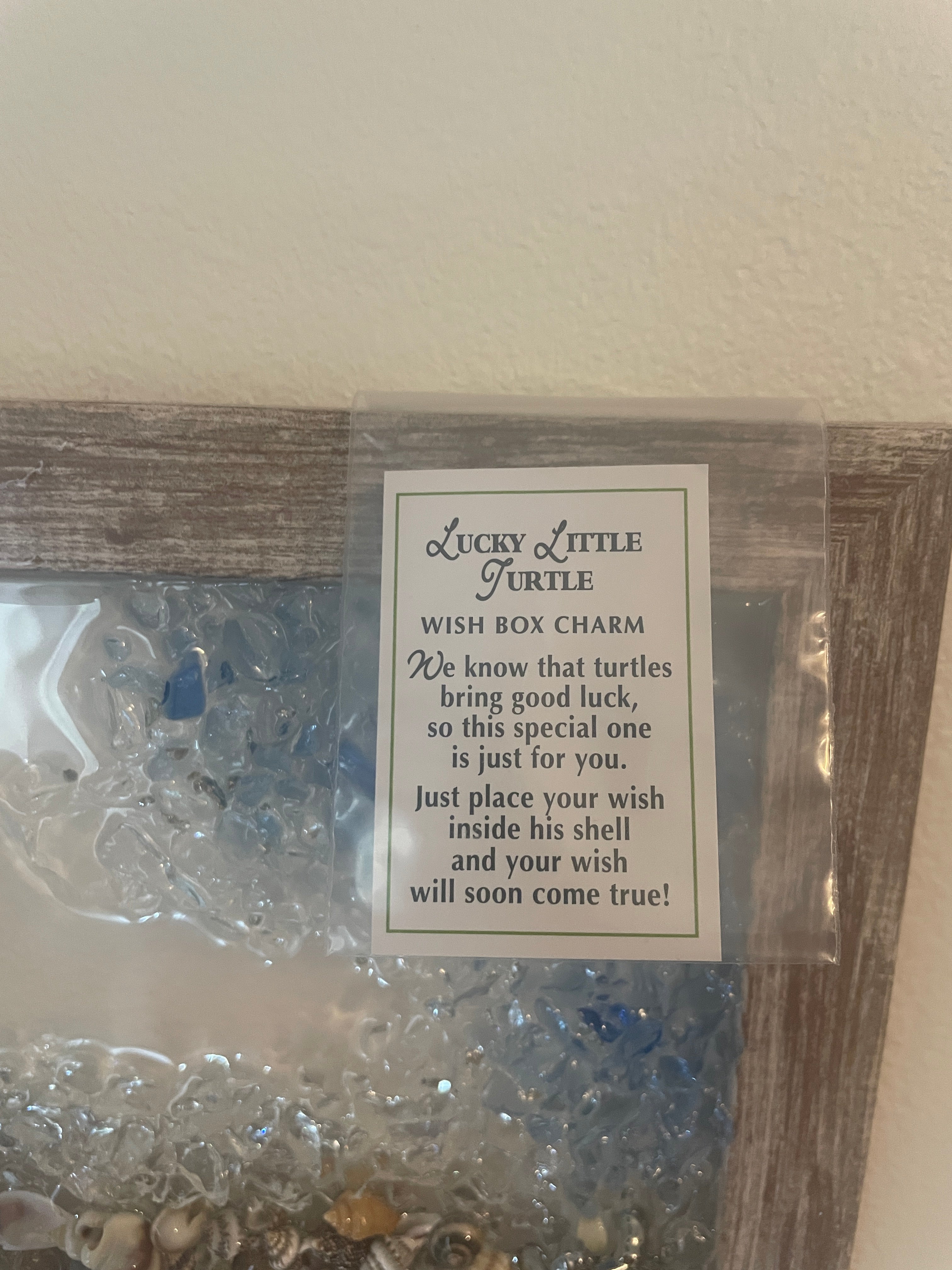 Lucky Turtle Crushed Glass Art - Inspirational Beach Note attached (5" x 7")