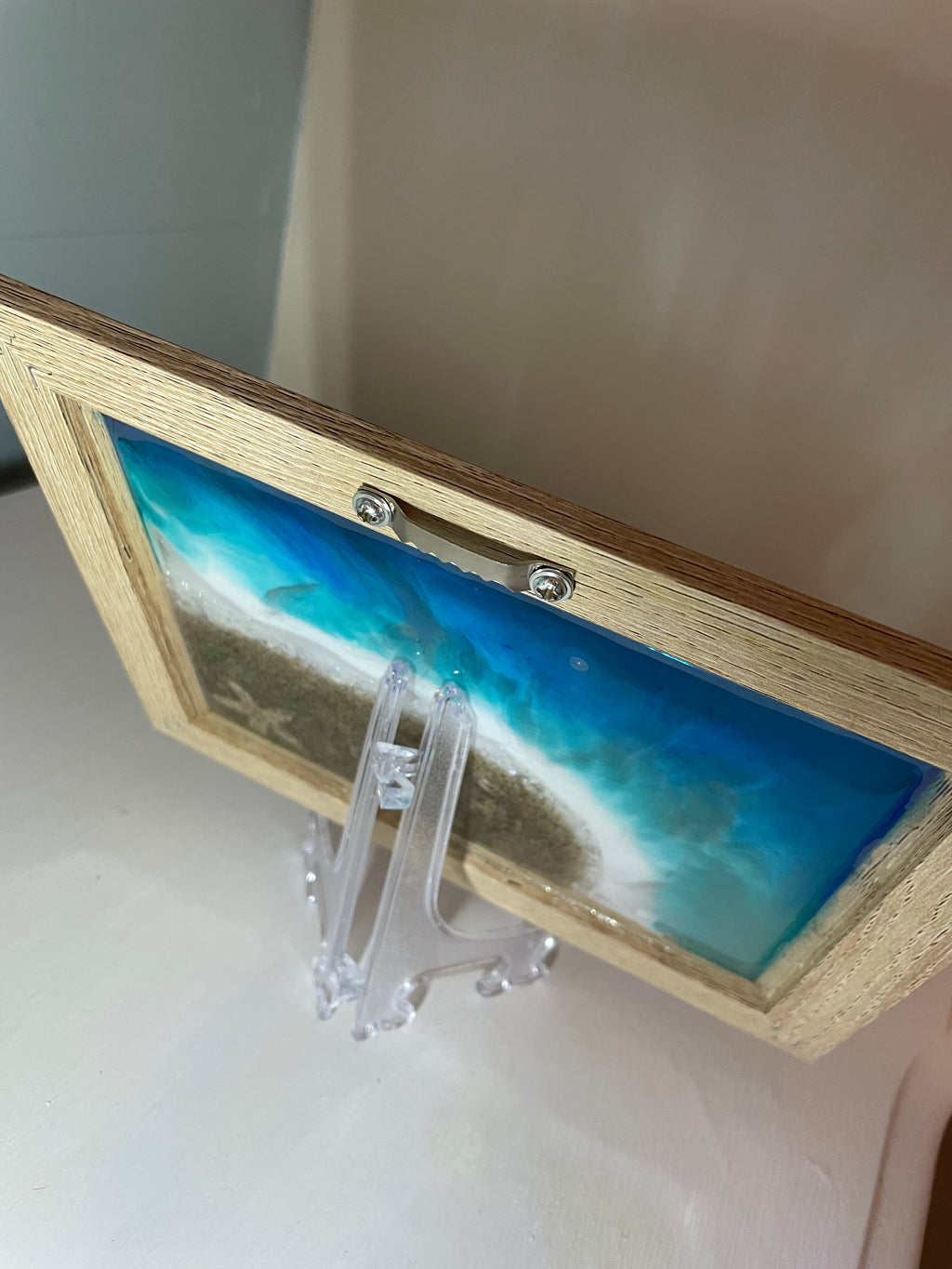 Beach Scene Art 5" x 7" - Coastal Decor with REAL seaglass