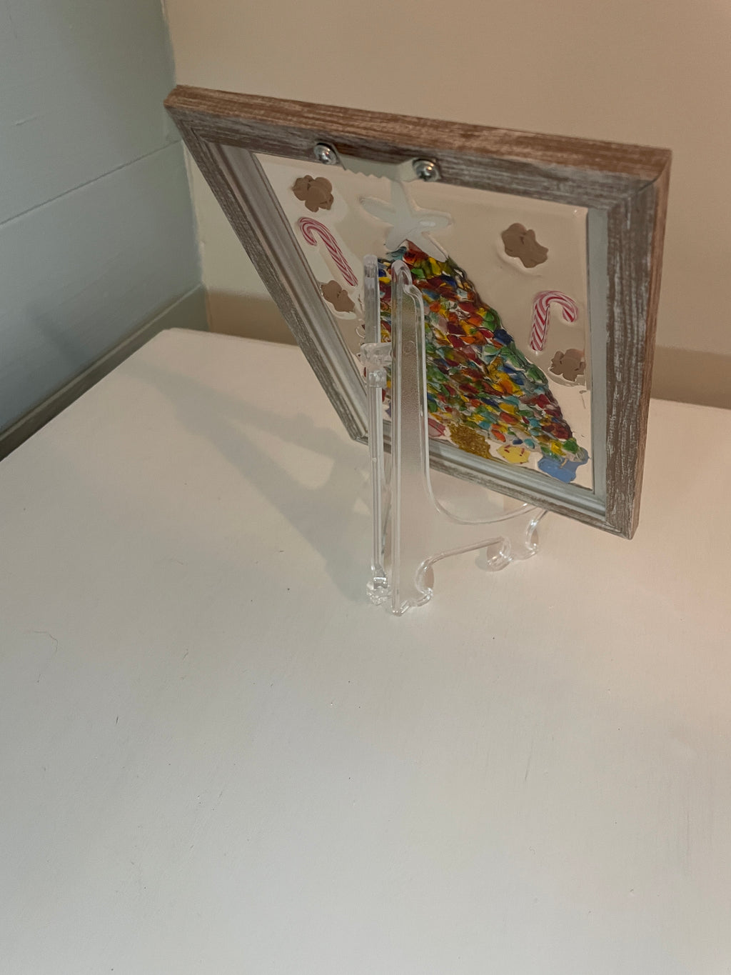 Colorful Christmas Tree with Wrapped Gifts - 5x7 Crushed Glass Holiday Art